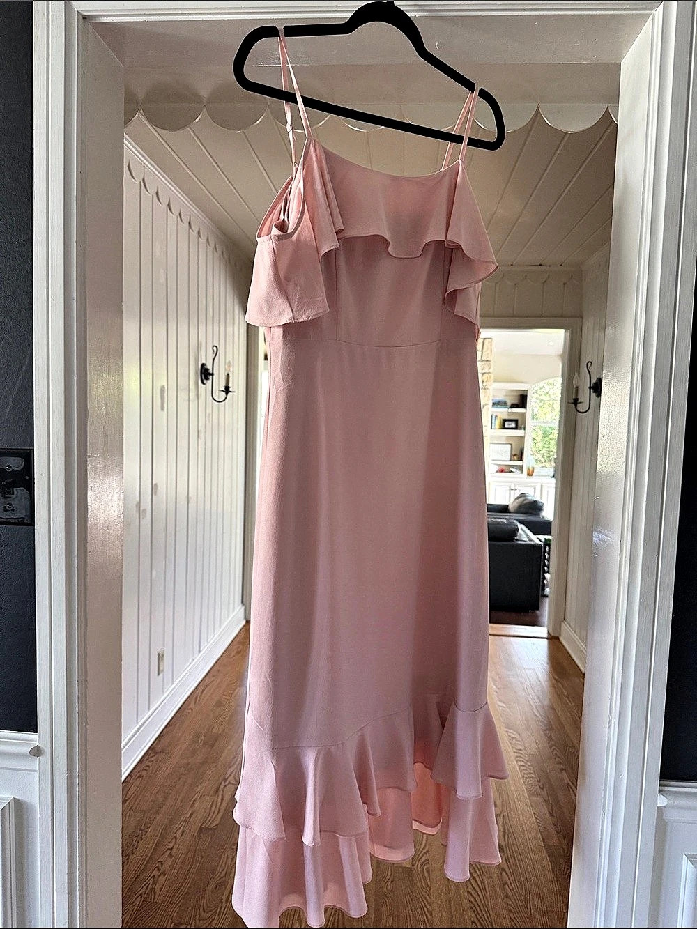 Sugar + Lips Ruffle Maxi Dress in Pink Size Medium Like New